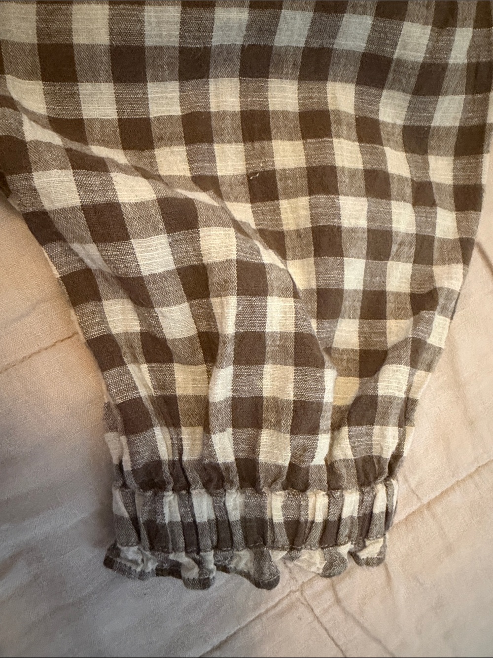 Apiece Apart Brown and Cream Gingham Button-Front Top - Picture 6 of 6